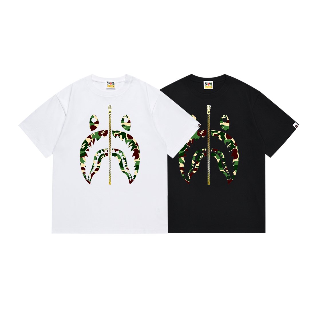 BAPE Green Camo Shark Zip Graphic T-Shirt ¡ª comparison