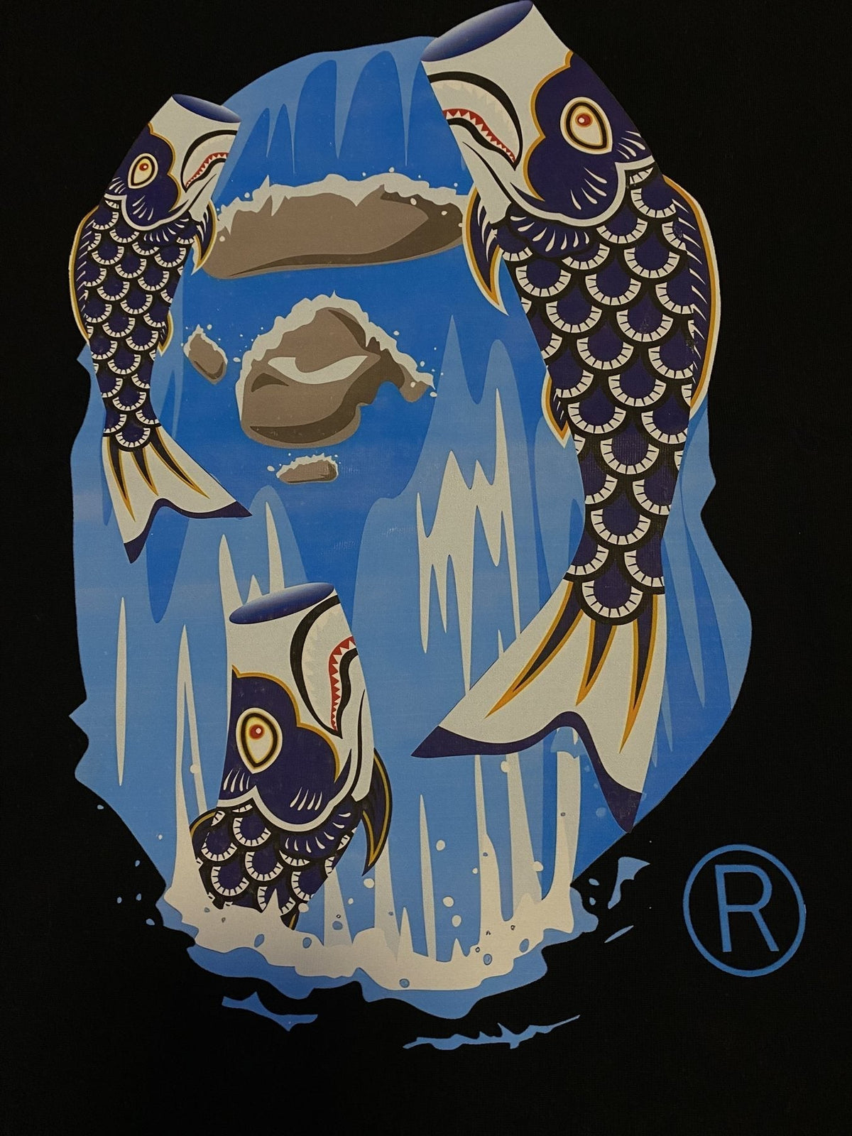 BAPE Fish Waterfall Graphic Short-Sleeve T-Shirt ¡ª detail
