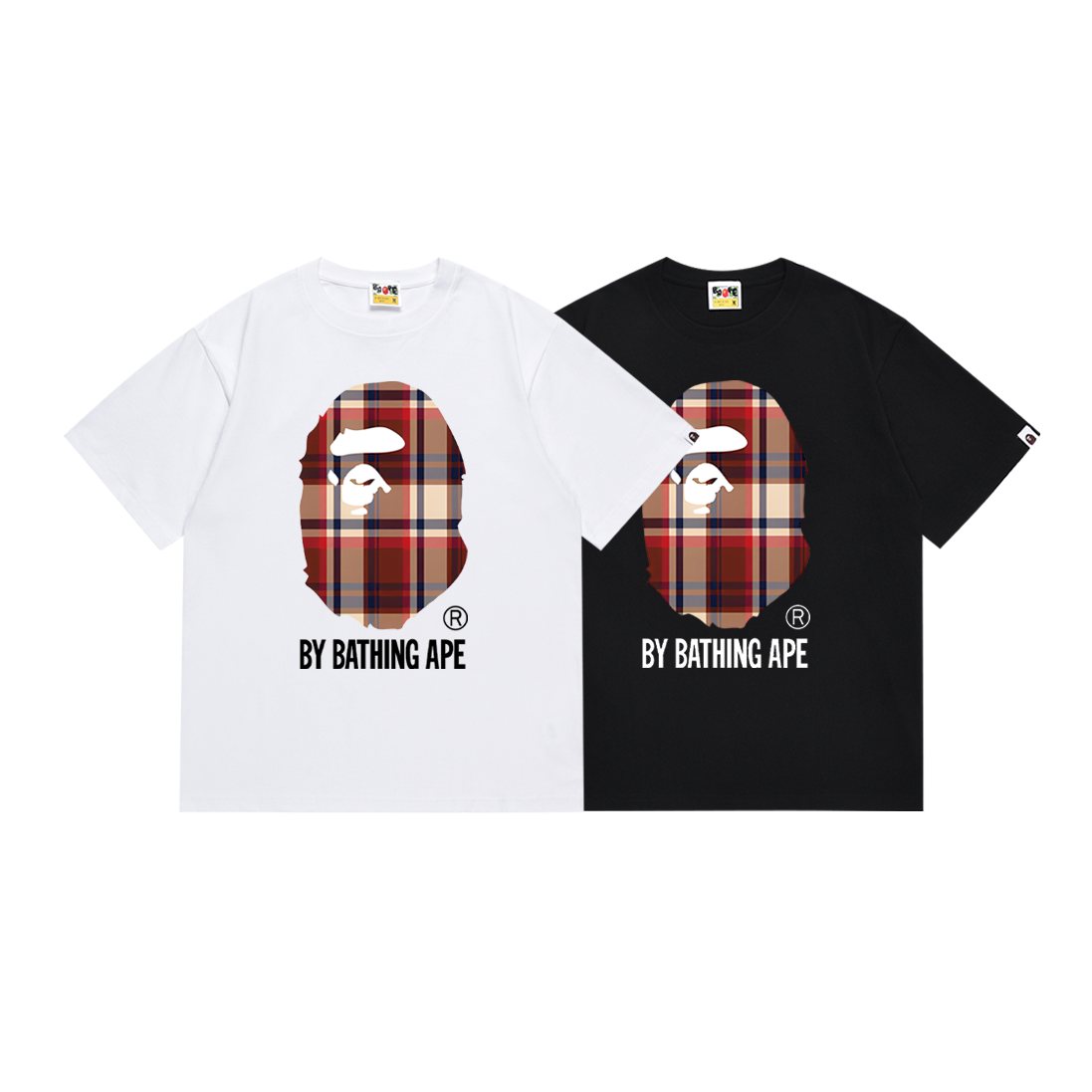 BAPE Red Plaid Ape Head Graphic T-Shirt ¡ª comparison