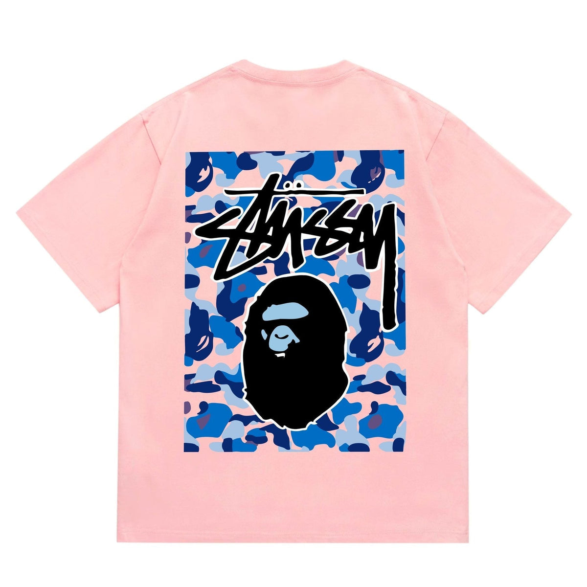 BAPE Blue Camo Black Ape Graphic T-Shirt ¡ª back
