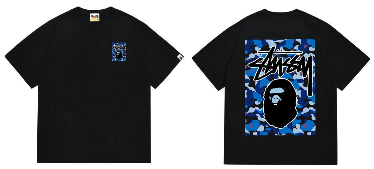 BAPE Blue Camo Black Ape Graphic T-Shirt ¡ª comparison