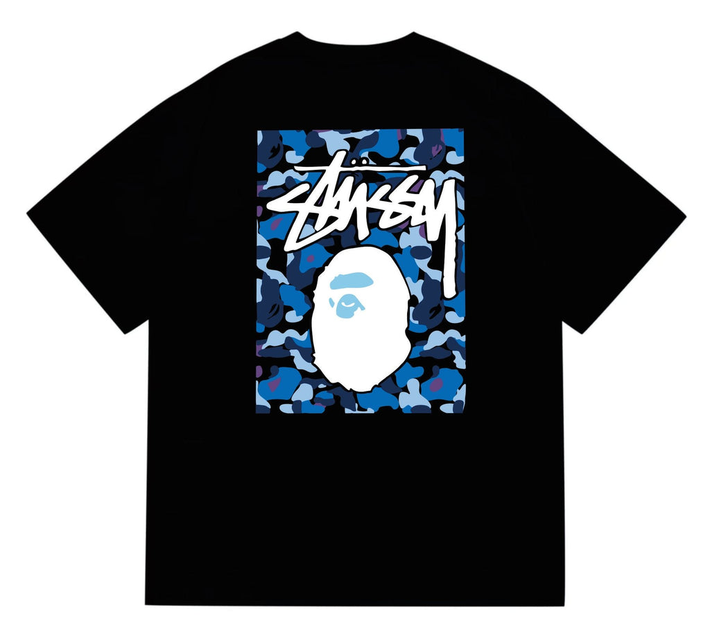 BAPE Blue Camo Ape Graphic T-Shirt ¡ª back
