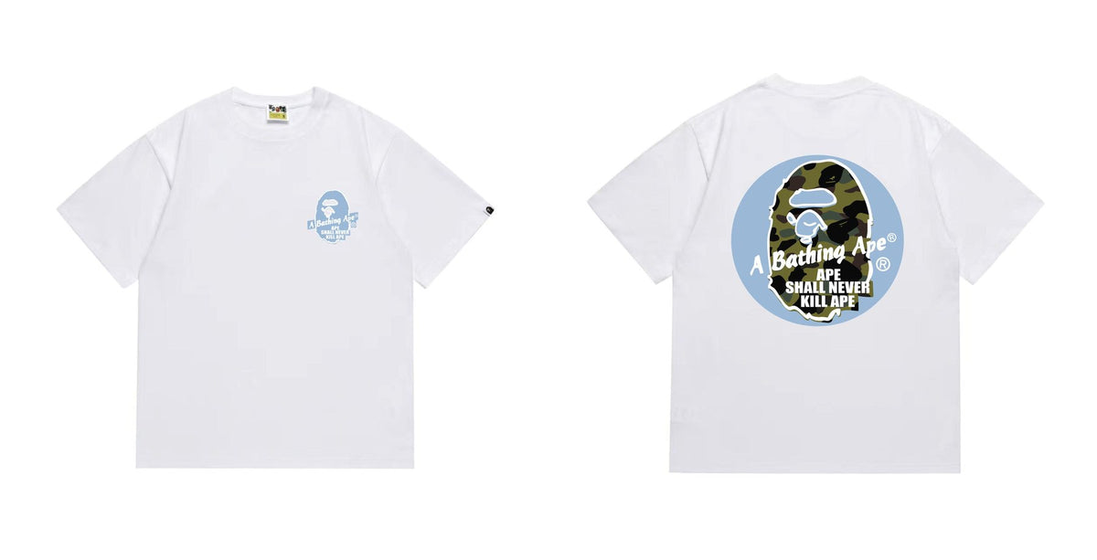 BAPE Blue Accent Camo Ape Circle Graphic T-Shirt ¡ª front