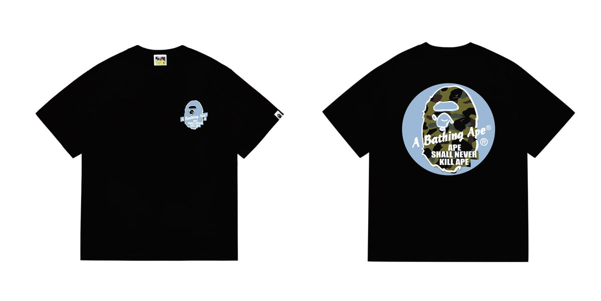 BAPE Blue Accent Camo Ape Circle Graphic T-Shirt ¡ª front