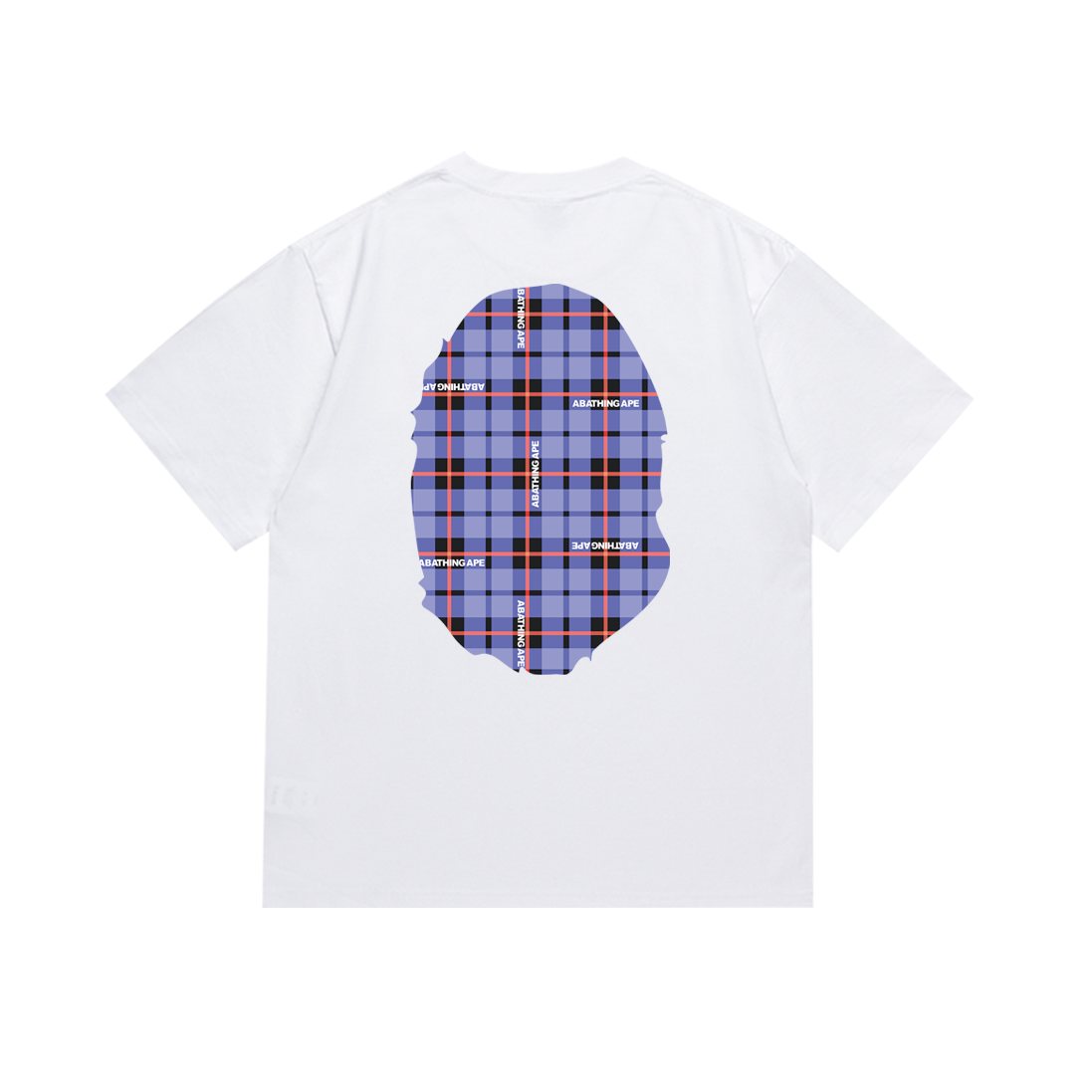 BAPE Purple Plaid Ape Head Graphic T-Shirt ¡ª back