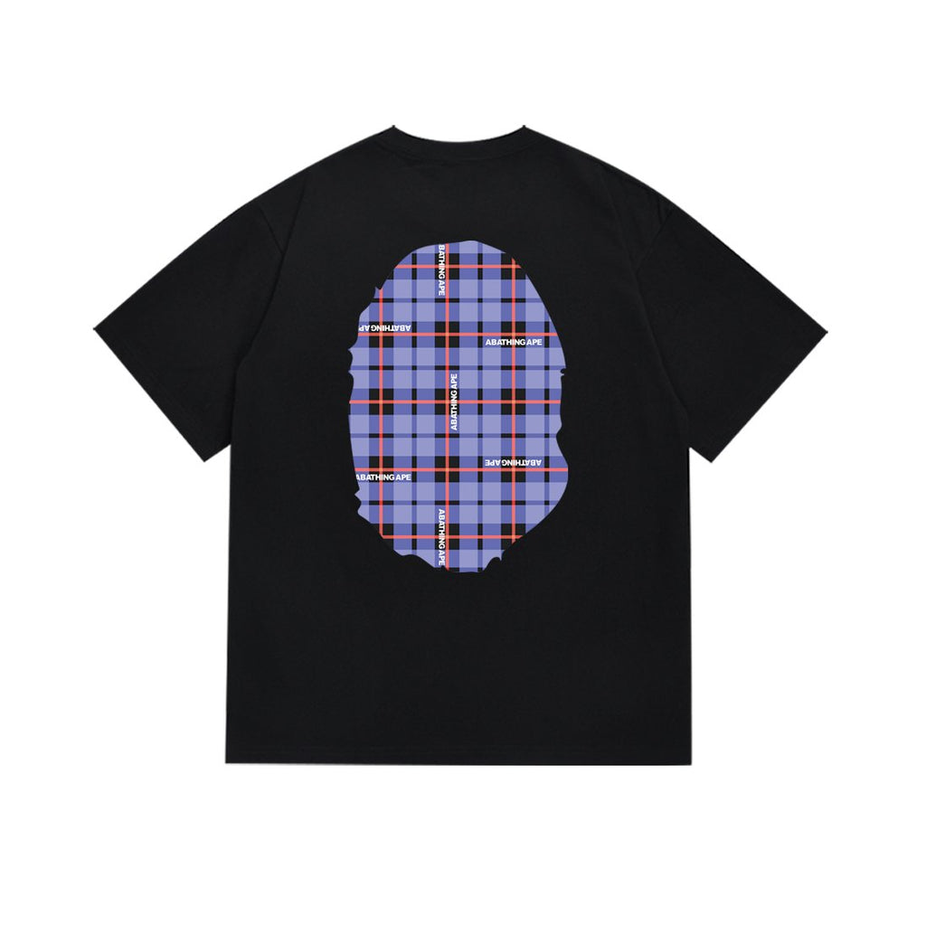 BAPE Purple Plaid Ape Head Graphic T-Shirt ¡ª back