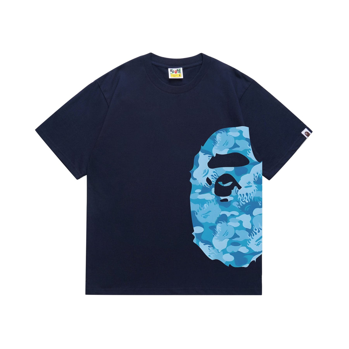 BAPE Blue Camo Ape-Head Side Graphic T-Shirt ¡ª front
