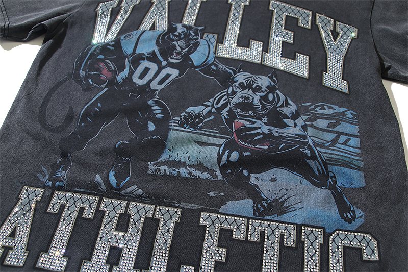VALE USA Athletic Rhinestone Graphic T-Shirt ¡ª detail