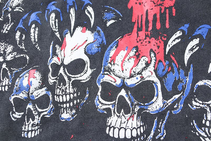 VALE USA Panther & Skull Washed Black Graphic T-Shirt ¡ª detail
