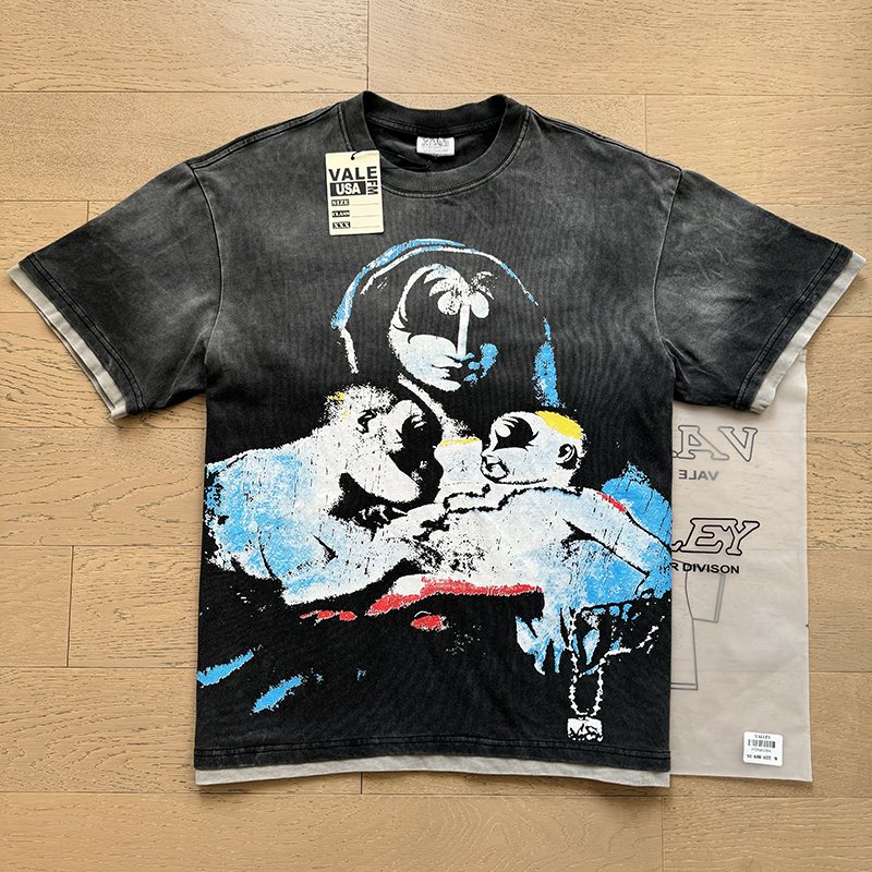 VALE USA Distressed Graphic Washed Short-Sleeve T-Shirt ¡ª context