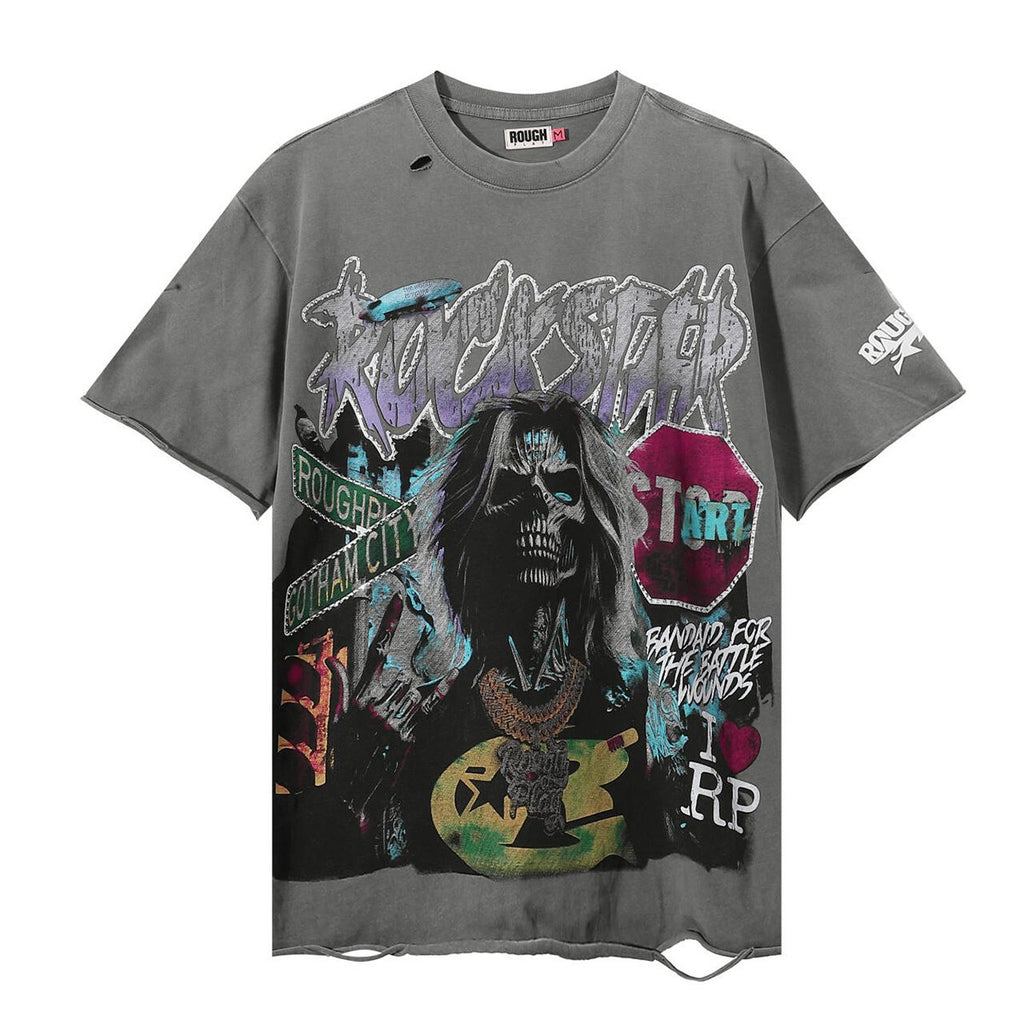 Rough Play Skeleton Rapper Graphic Short-Sleeve T-Shirt ¡ª hero