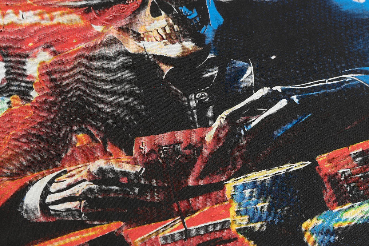 Godspeed Washed Black Casino Skull Long-Sleeve T-Shirt ¡ª detail