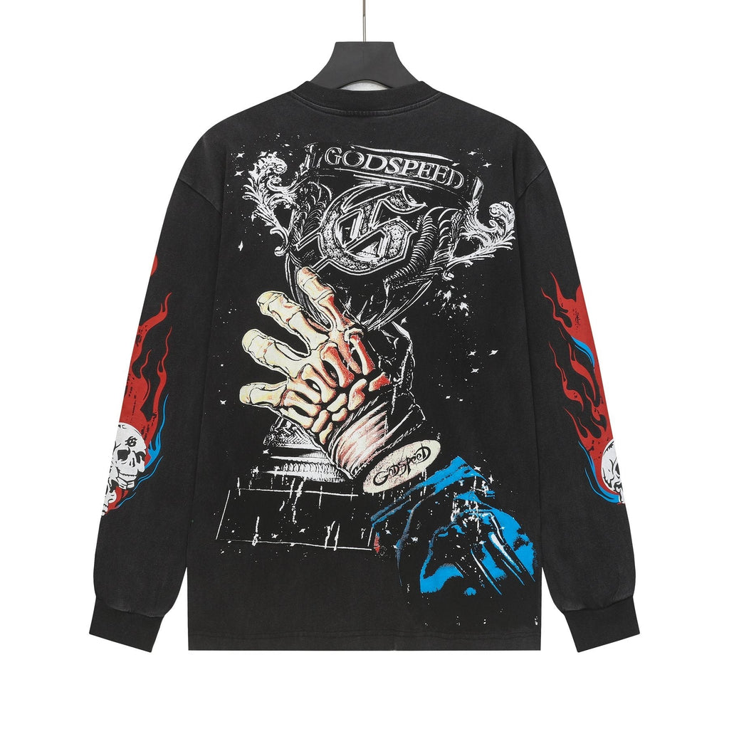 Godspeed Washed Black Rock Graphic Long-Sleeve T-Shirt ¡ª back