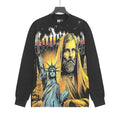Godspeed Out of Many One Washed Black Long-Sleeve Graphic T-Shirt ¡ª hero