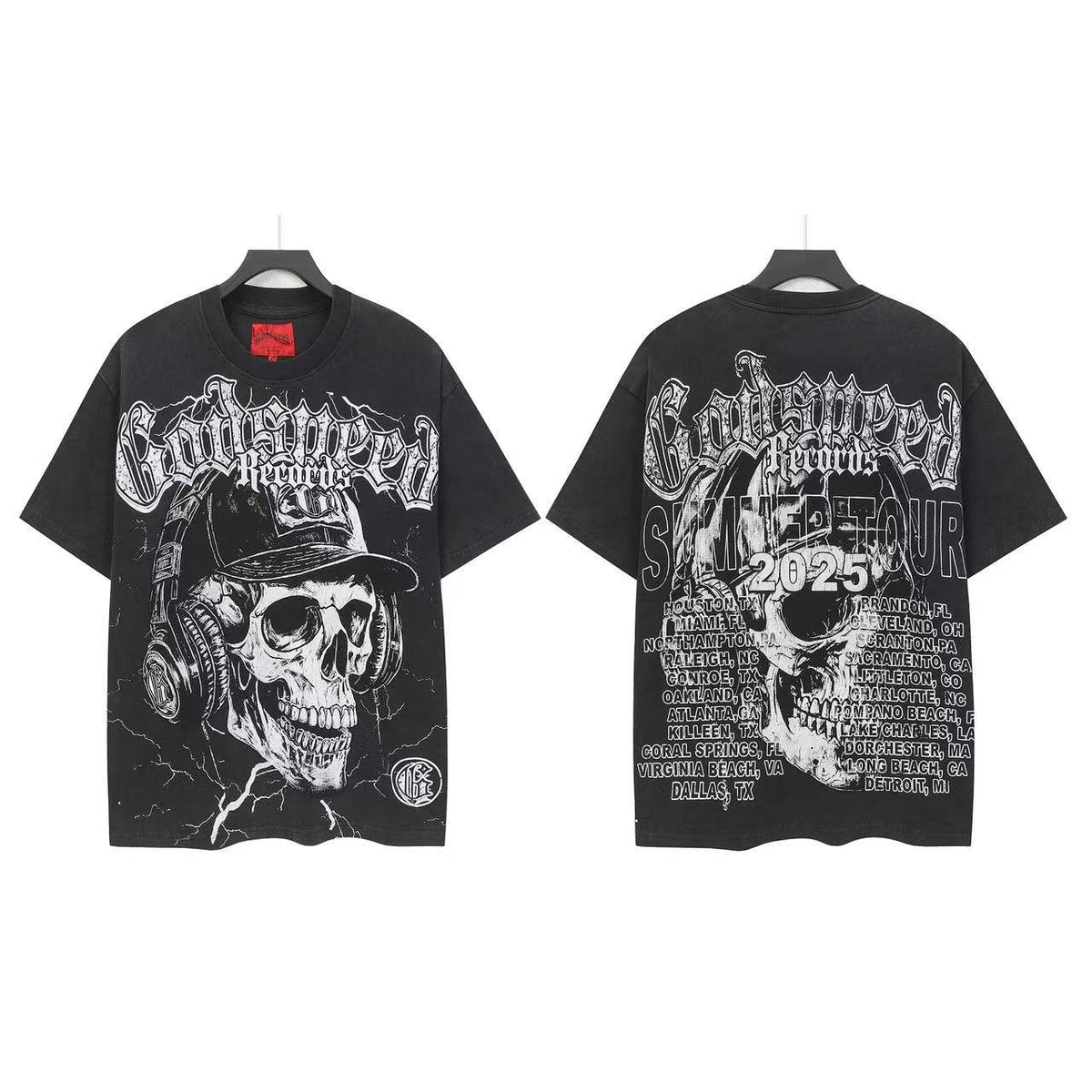 Godspeed Skull Headphones Graphic T-Shirt ¡ª front