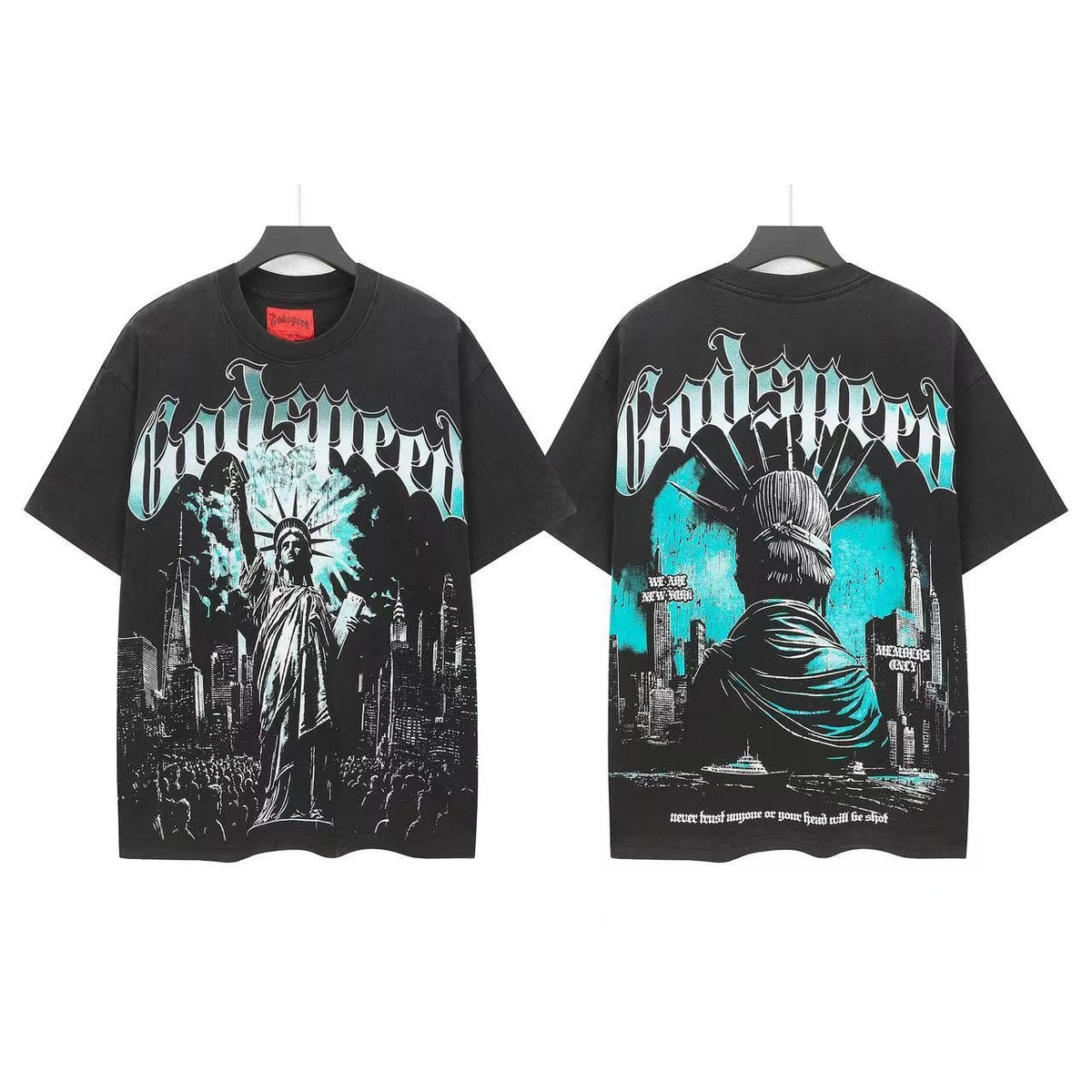 Godspeed Liberty Seated Figure Graphic T-Shirt ¡ª front