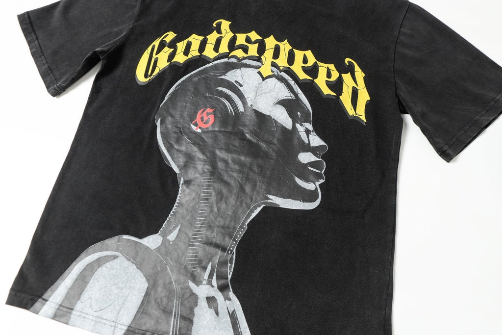 Godspeed Out of Many One Washed Black Graphic T-Shirt ¡ª detail