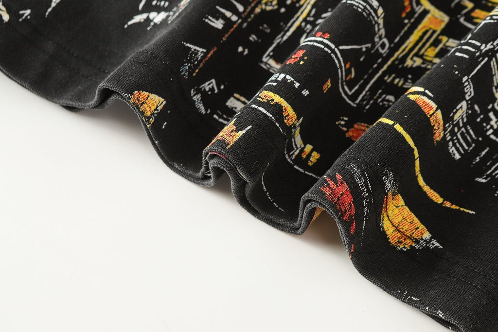 Godspeed Skull & City Back Graphic T-Shirt ¡ª fabric_closeup