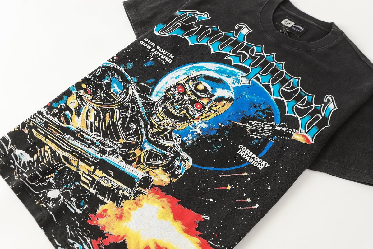Godspeed Spooky Invasion Skeleton Graphic T-Shirt ¡ª front