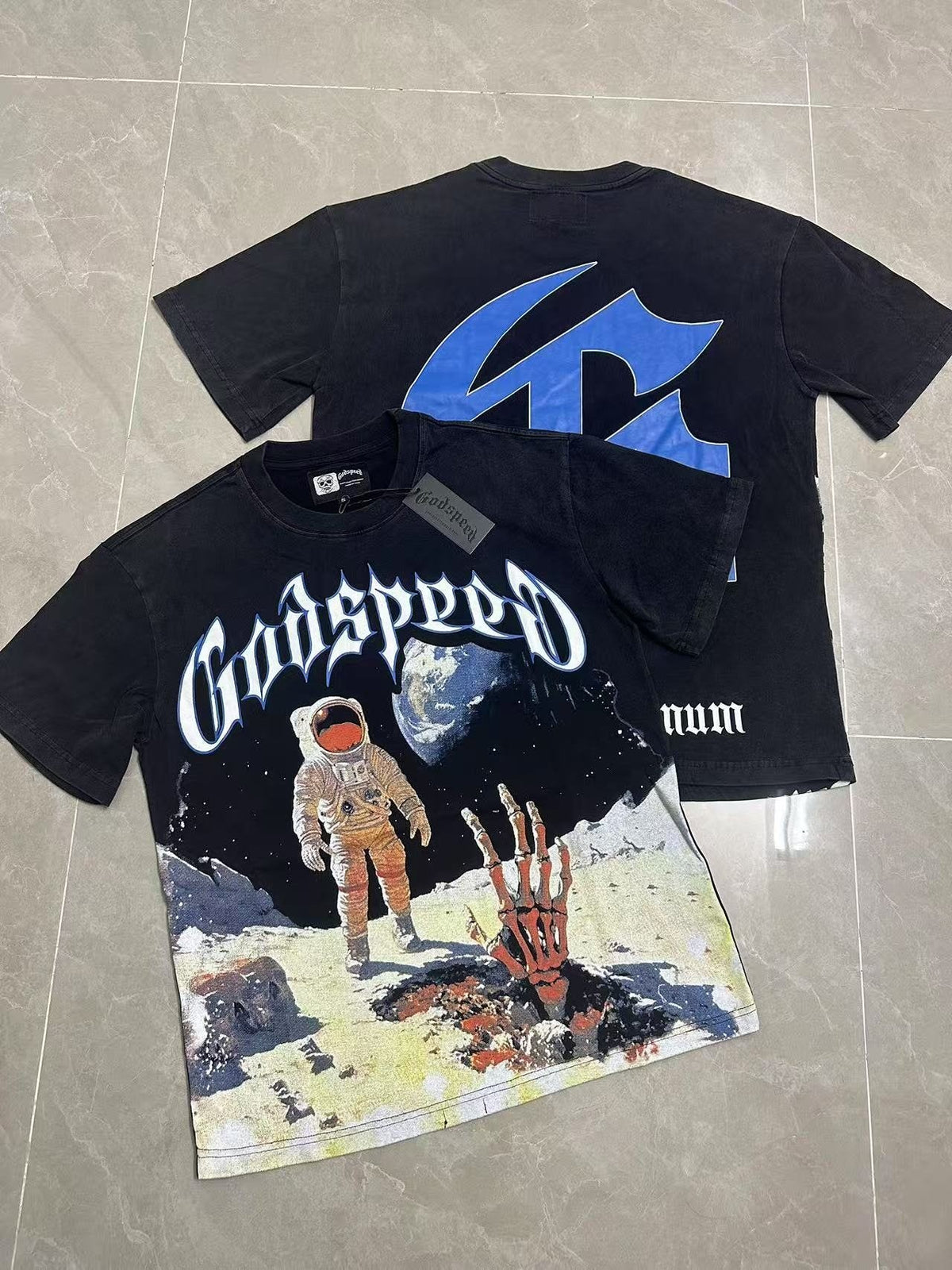 Godspeed Astronaut Back Print Washed Graphic T-Shirt ¡ª context