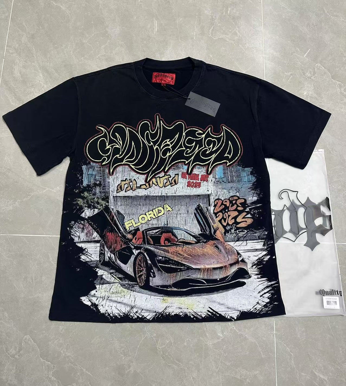 Godspeed Car Graffiti Graphic T-Shirt ¡ª front