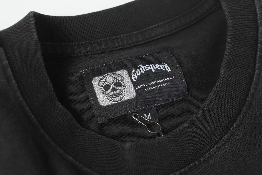 Godspeed Street Graffiti Skeleton Car Graphic T-Shirt ¡ª neck_label
