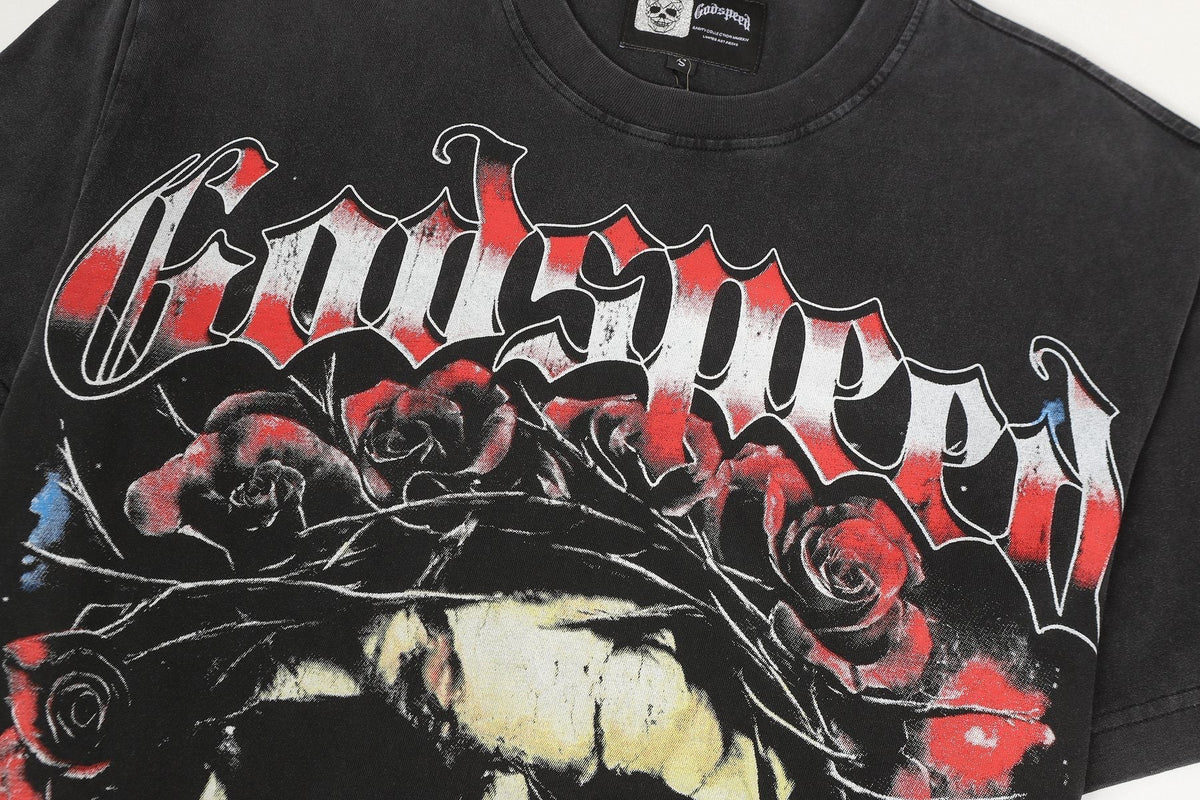 Godspeed Skull & Roses Graphic T-Shirt ¡ª detail