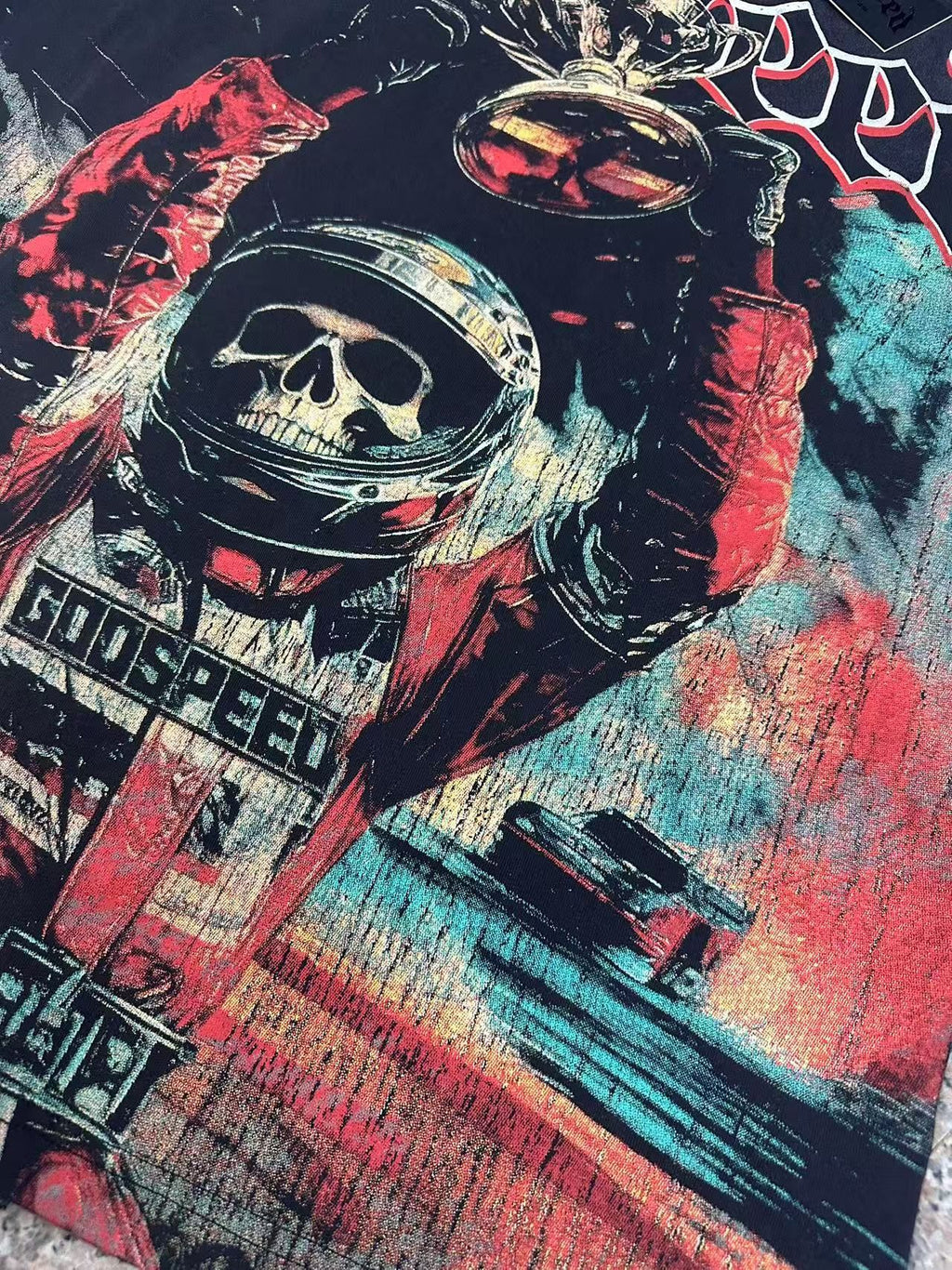 Godspeed Racing Skull Graphic T-Shirt ¡ª detail