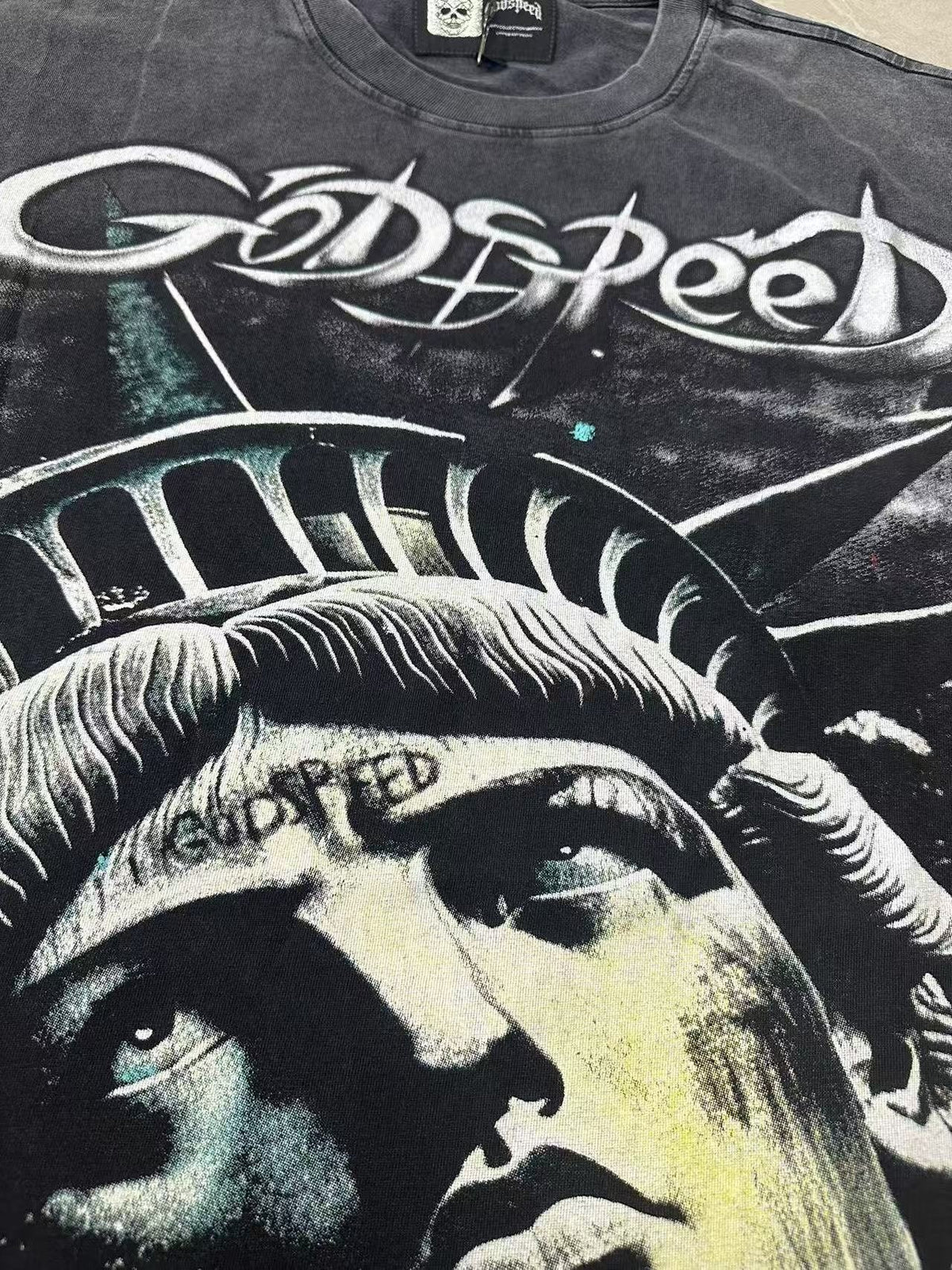 Godspeed Statue of Liberty Washed Graphic T-Shirt ¡ª detail