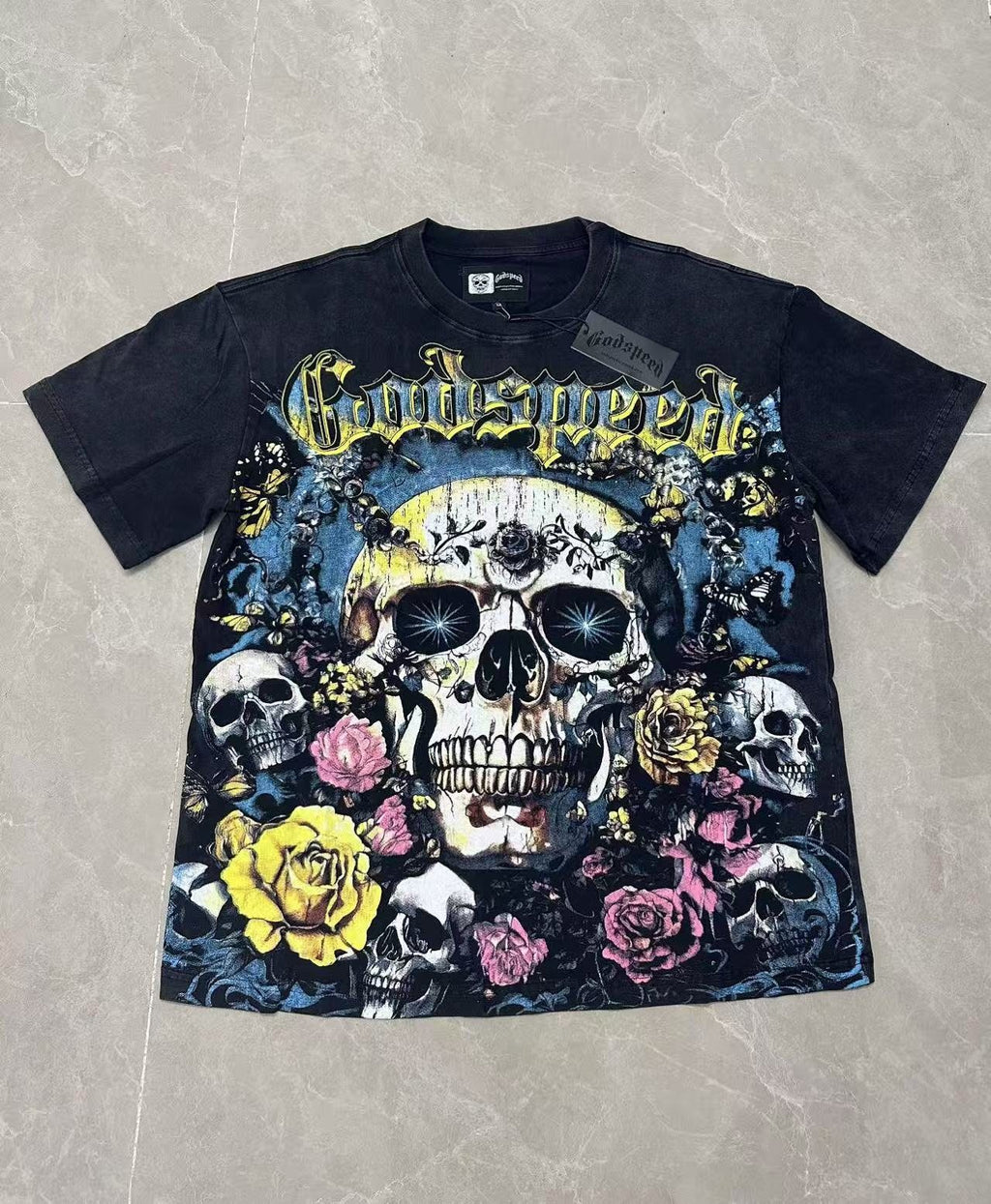 Godspeed Skull & Rose Graphic T-Shirt ¡ª front
