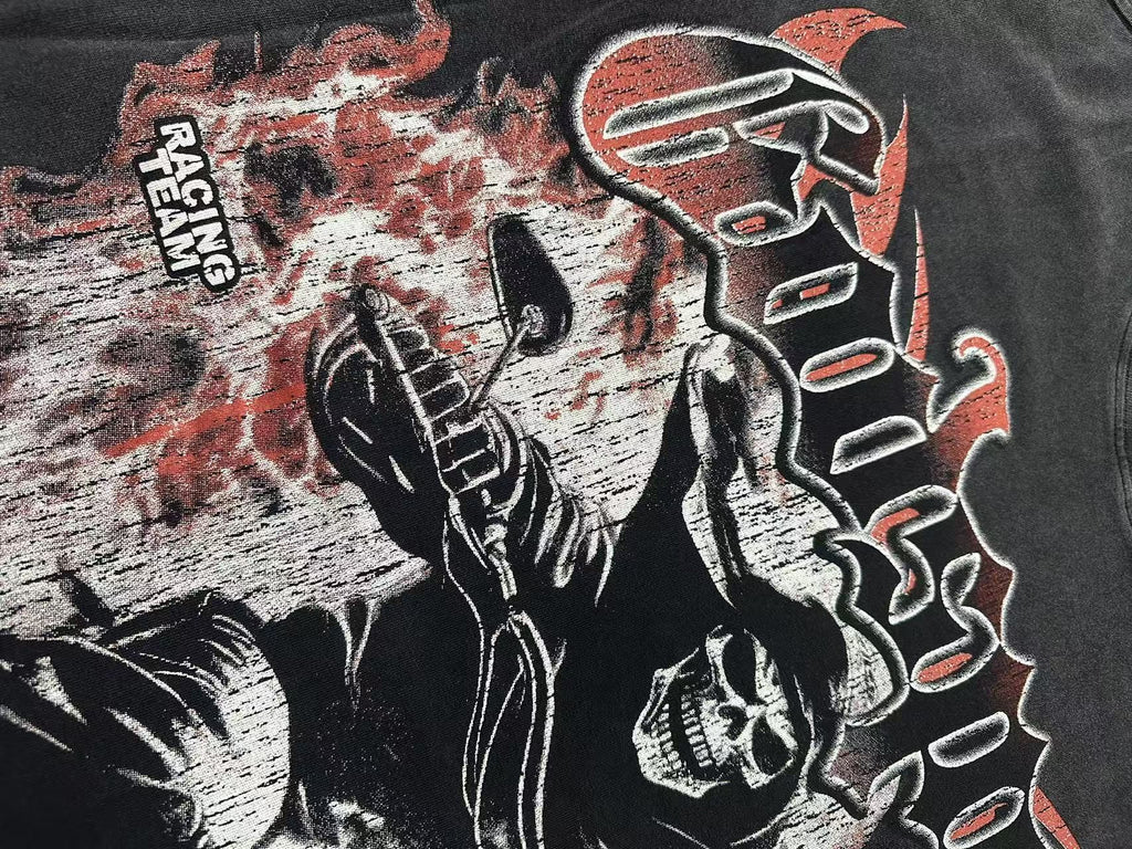 Godspeed Racing Team Washed Black Graphic T-Shirt ¡ª detail