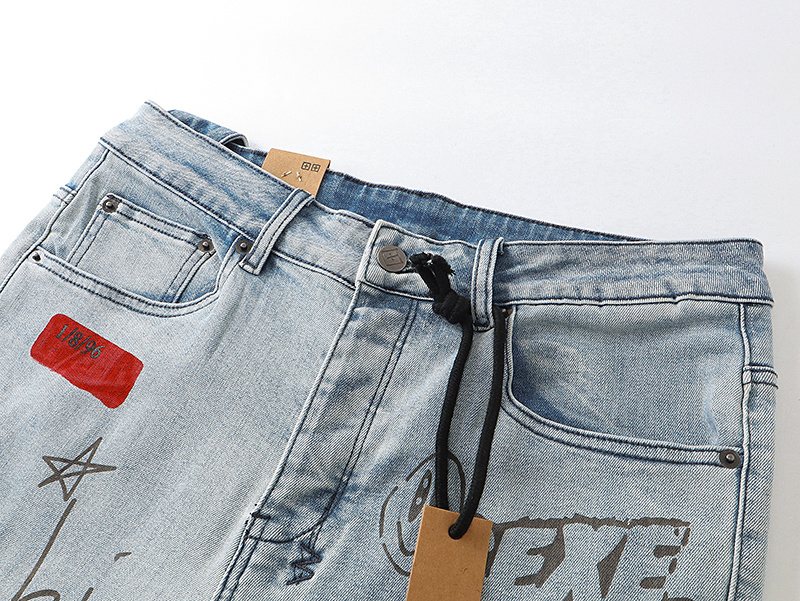 Ksubi Light Blue Graffiti Slim Tapered Jeans ¡ª detail