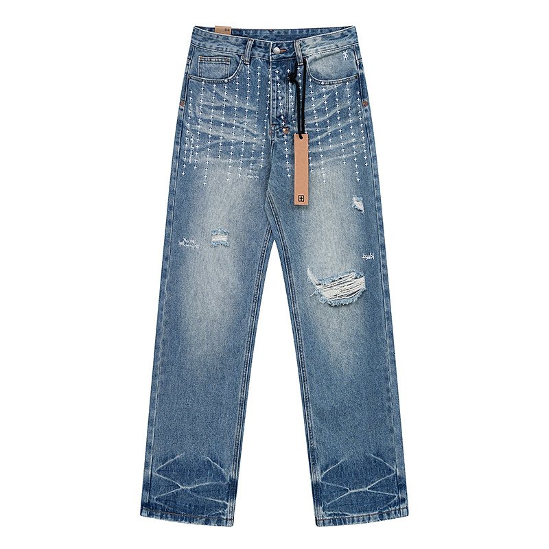 Ksubi Distressed Cross Embroidery Straight-Leg Jeans ¡ª hero