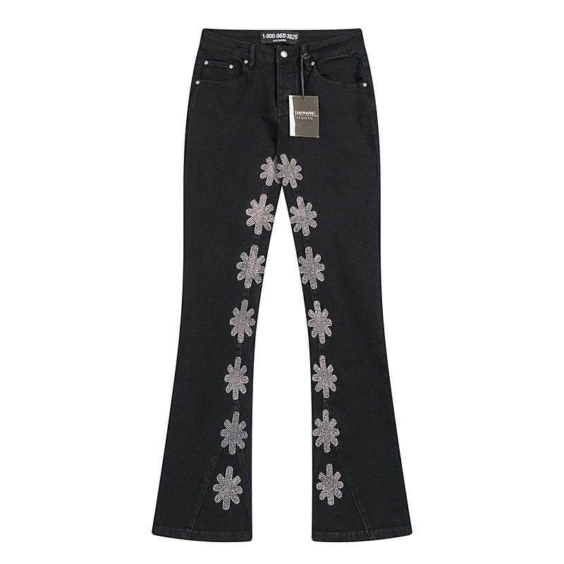 LOSTSHDWS Flower Embellished Flare Jeans ¡ª front