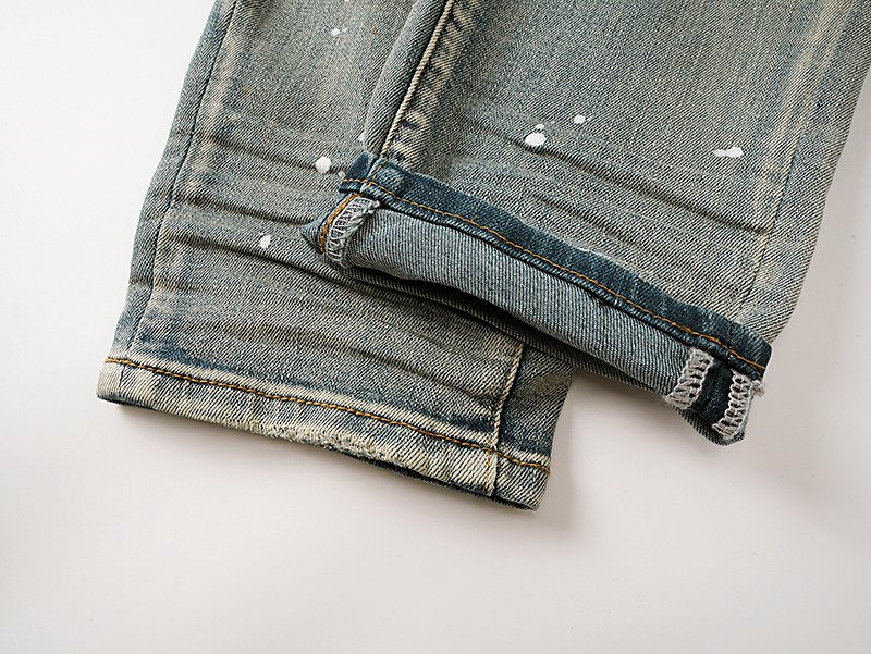 Purple Brand Light Blue Distressed Paint Splatter Jeans ¡ª detail