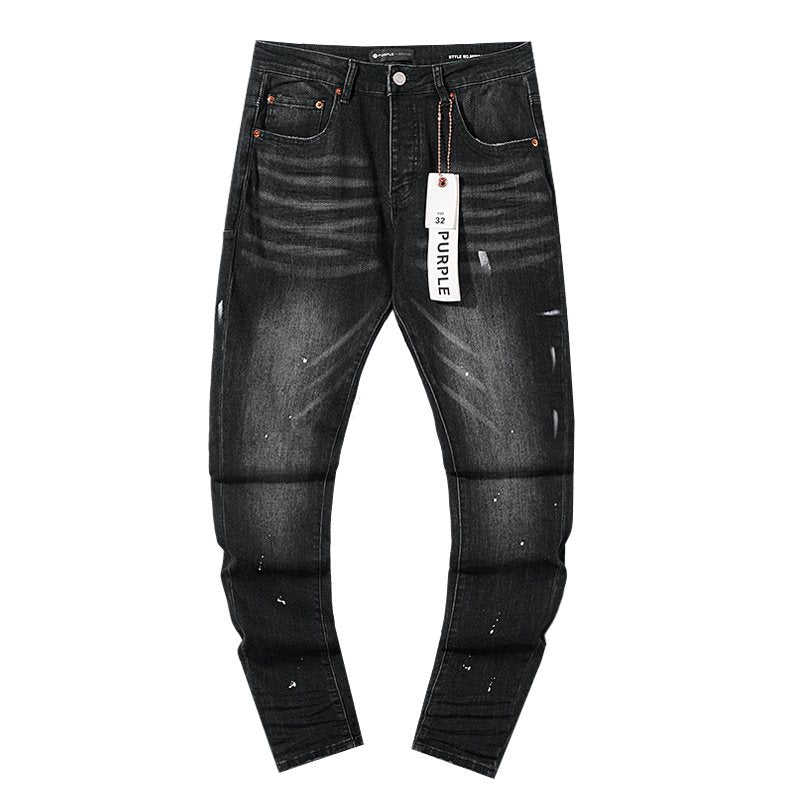 Purple Brand Black Washed Distressed Jeans ¡ª front