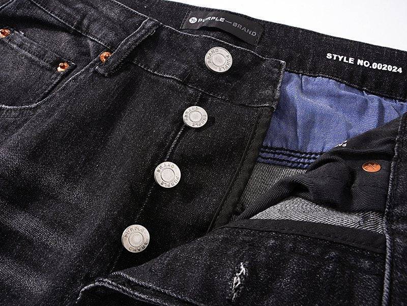 Purple Brand Black Washed Distressed Jeans ¡ª detail