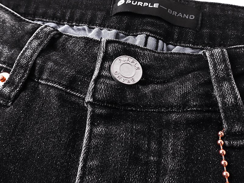 Purple Brand Black Distressed Paint Splatter Jeans ¡ª detail