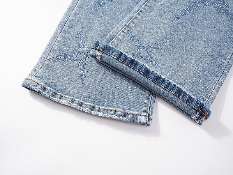 Purple Brand Star Embellished Light Blue Flared Jeans ¡ª detail