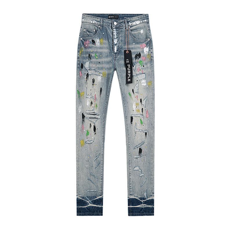 Purple Brand Light Blue Paint Splatter Distressed Jeans ¡ª hero