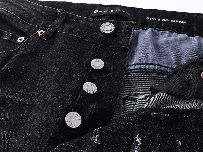 Purple Brand Black Distressed Paint-Splatter Jeans ¡ª detail