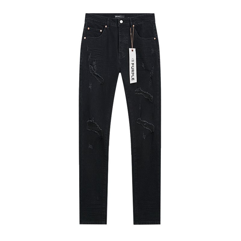 Purple Brand Black Distressed Slim Jeans ¡ª front