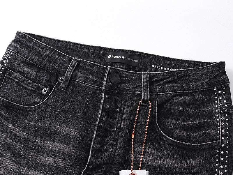 Purple Brand Studded Side-Trim Washed Jeans ¡ª detail