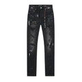 Purple Brand Black Distressed Paint-Splatter Jeans ¡ª hero