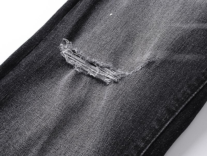 Purple Brand Washed Black Distressed Paint-Splatter Jeans ¡ª detail