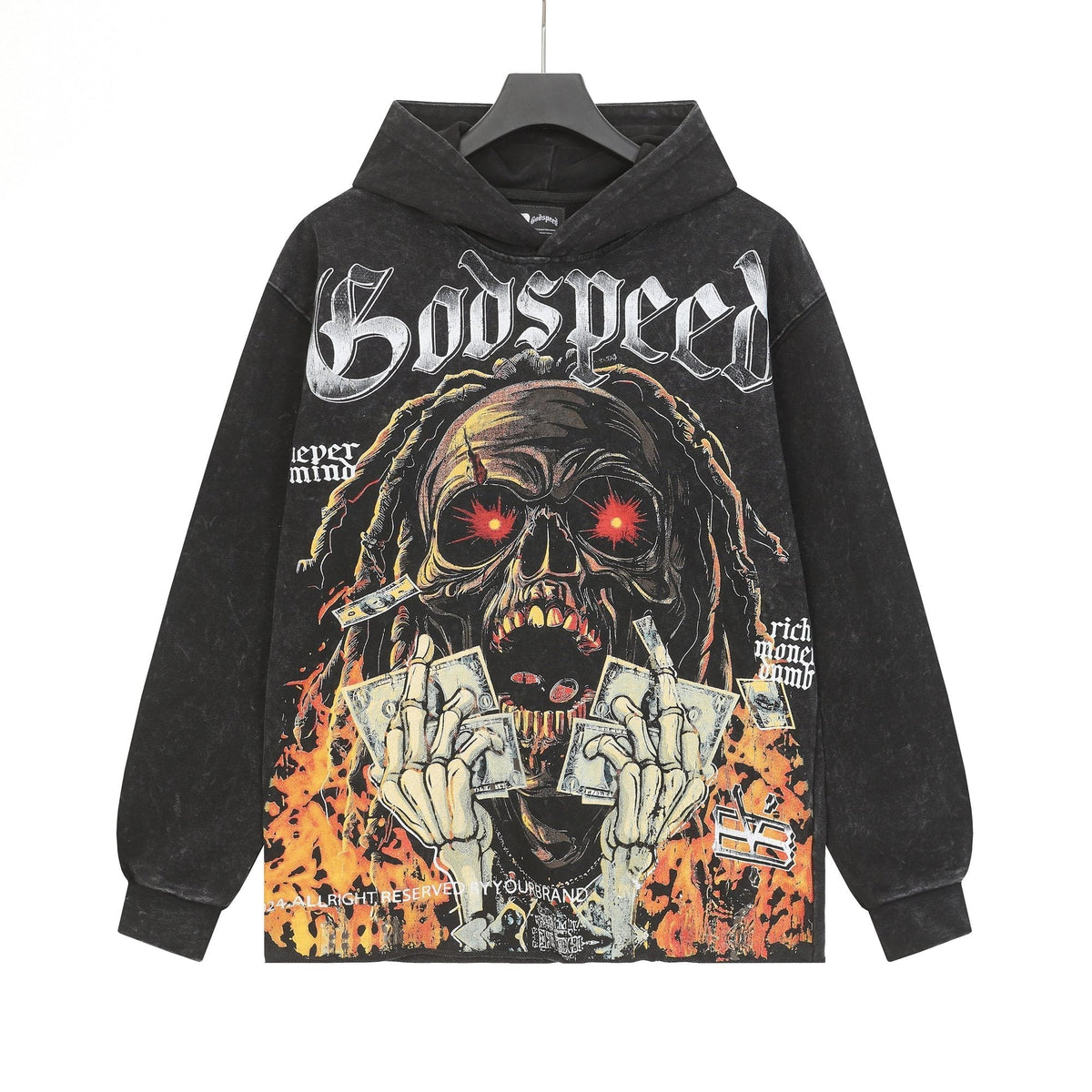 Godspeed Skull Graphic Acid Wash Hoodie ¡ª hero