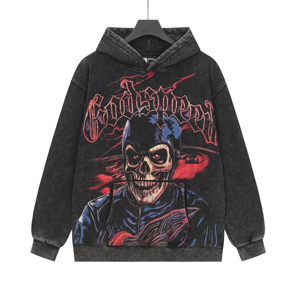 Godspeed Washed Skull Graphic Hoodie ¡ª front