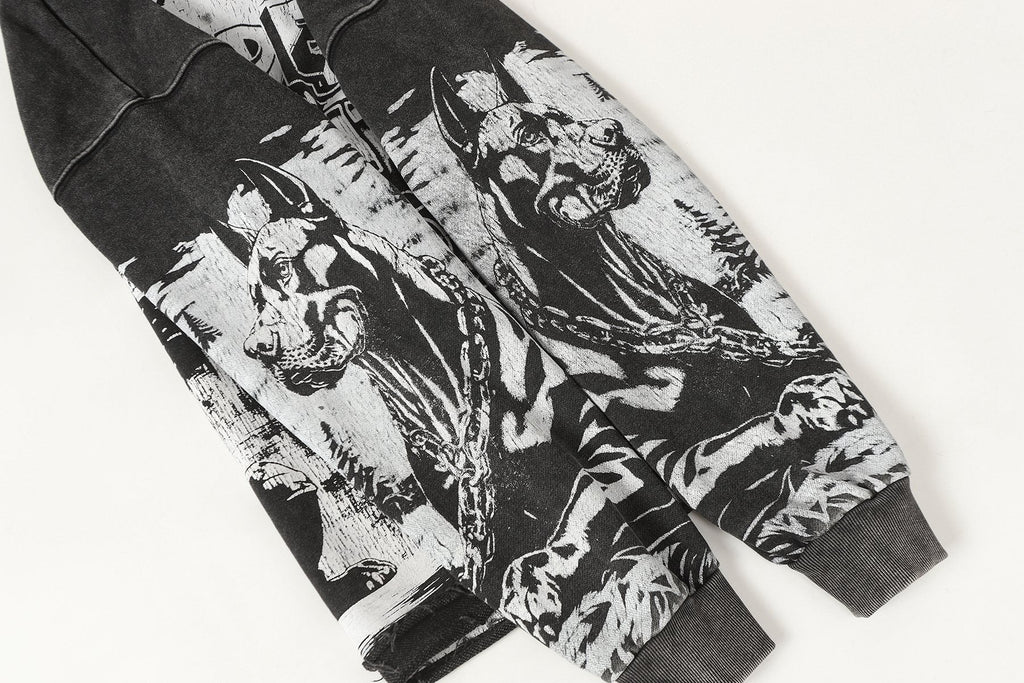 Godspeed Dog & City Graphic Raw-Hem Hoodie ¡ª detail