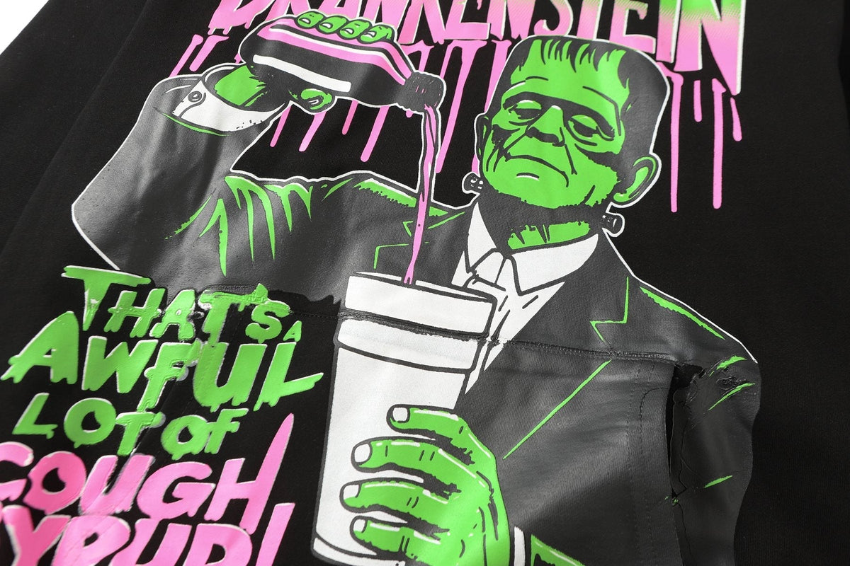 THAT'S A AWFUL LOT OF COUGH SYRUP Frankenstein Graphic Hoodie ¡ª detail