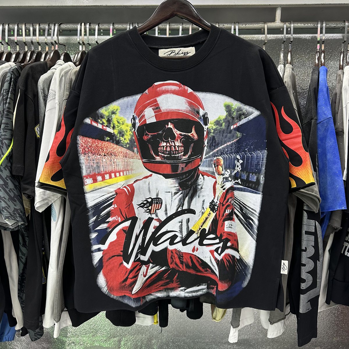 BKYS Revival Racing Skull Graphic Cropped T-Shirt ¡ª context